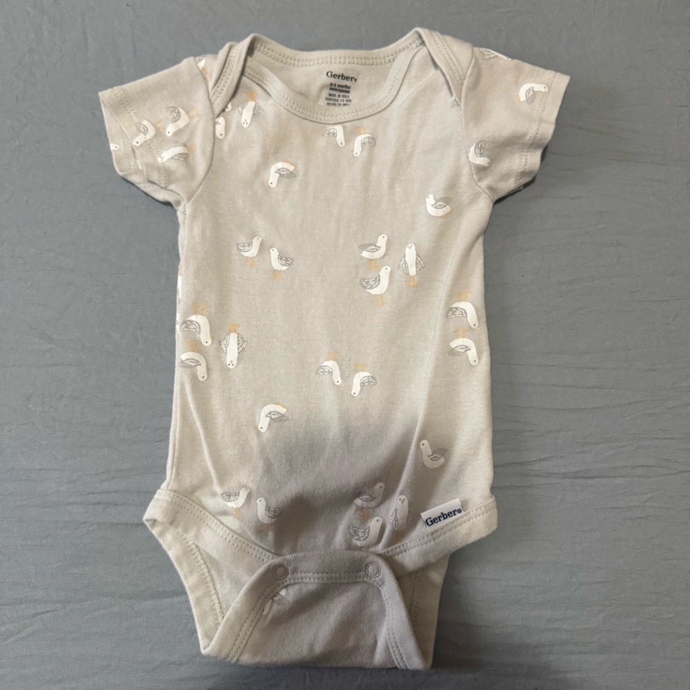 Gerber Light Gray Baby Onesie with Duck Design